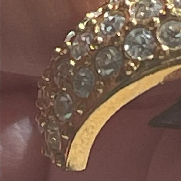 Vintage Roman Gold Tone And Crystal Earrings - Picture 12 of 14